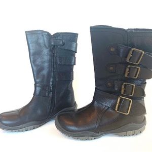 Naturino Girls Toddler Size 9.5 Black Strappy Leather Buckle Mid Rise Boots